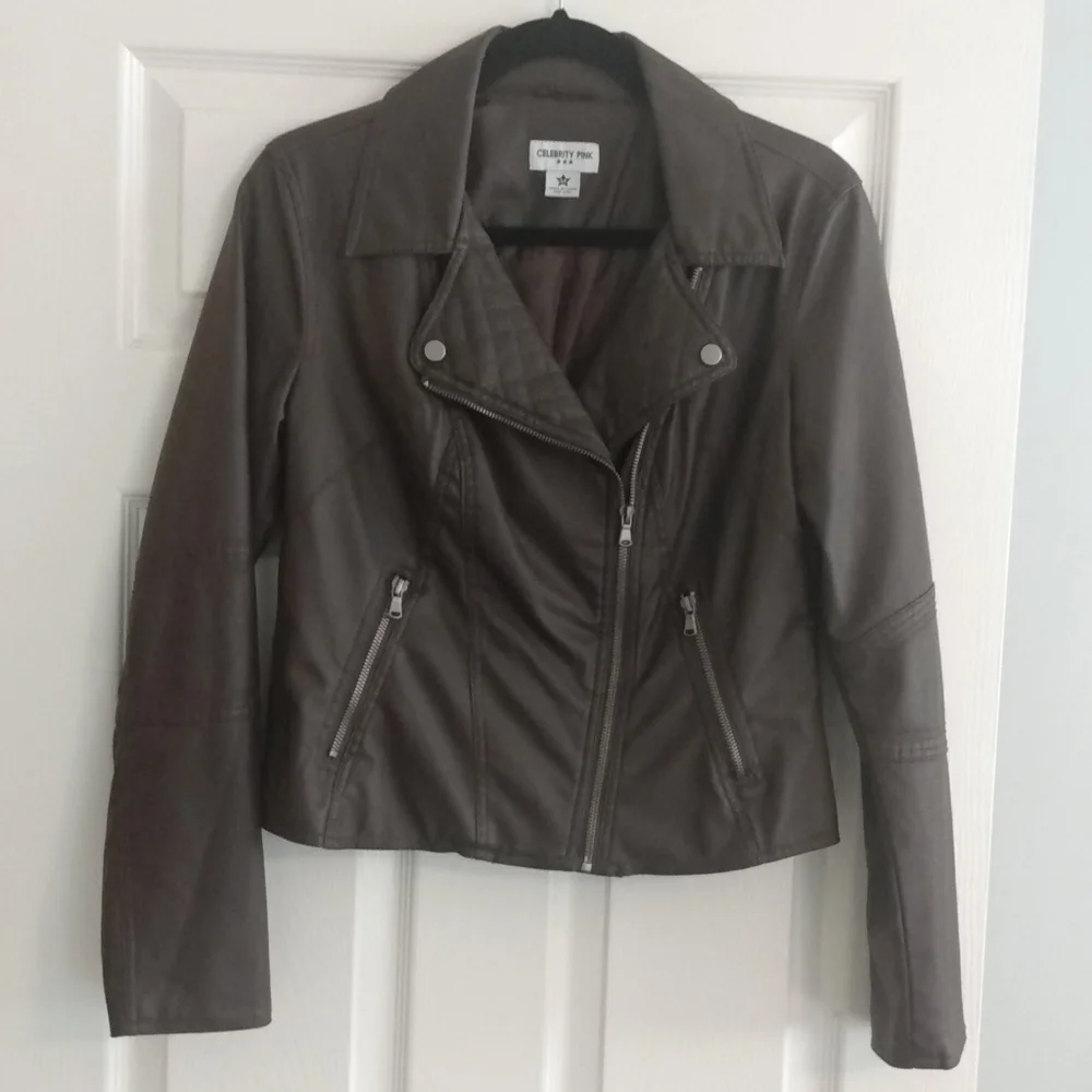 Celebrity Pink - Brown Faux Leather Jacket - Picture 3 of 9